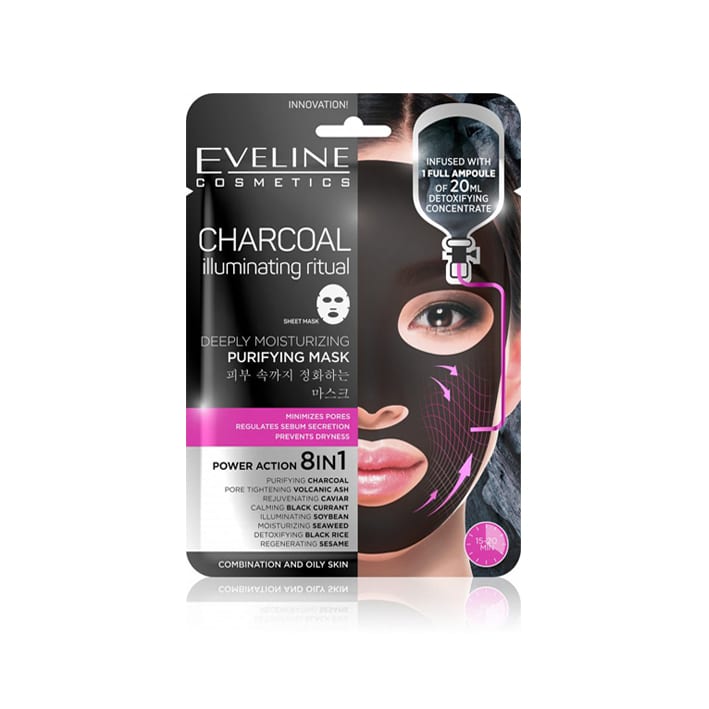 <br/> Eveline Cosmetics <br/> Maschera Coreana <br/> Charcoal in tessuto